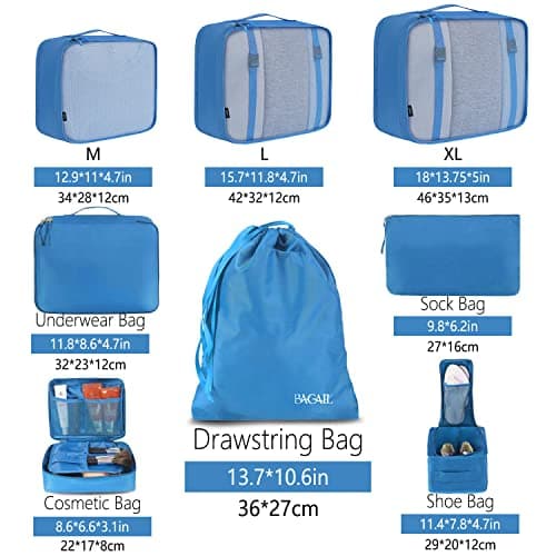 BAGAIL Packing Cubes for Suitcase 8 Set, Lightweight Luggage Packing Organizers Packing Cubes for Travel Accessories — view 2