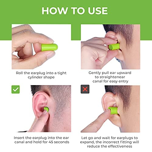 Neutron Soft Foam Ear Plugs with Travel Case - Noise Cancelling 38dB SNR - Earplugs for Sleeping, Travel, Concerts, Studying, Work, Loud Noise, Snoring - 60 Pairs - Green — view 4