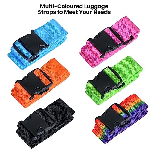 HUSAIHU 2 Pack Luggage Straps for Suitcases, Adjustable Travel Suitcase Belt Connector Straps, Webbing & Heavy Duty Strap with Buckles, Personalised Suitcases Packing (Orange) — view 6