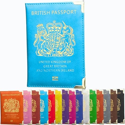 HITHIKA British Passport Holder | UK Passport Wallet | Non EU | PU Leather (Light Blue)