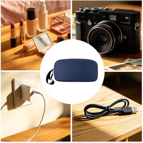 Camera Case,Protective Soft Travel Case,Travel Camera Bag Vacation Hiking Camping | For Cable Chargers Accessories Daily Commute Travel Business Holidays, Blue, Patrz opis, Unisex — view 4