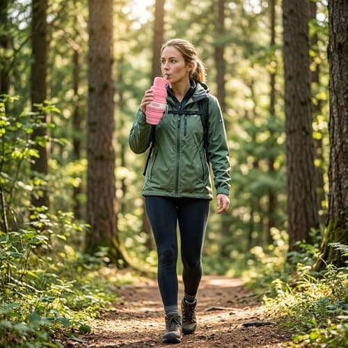 ZISHAN Collapsible Water Bottle, Foldable Water Bottle for Travel and Outdoor Activities, Portable Hydration Solution with Suction Nozzle, Pink Silicone Design Collapsible Cup for Gym and Commuting — view 5