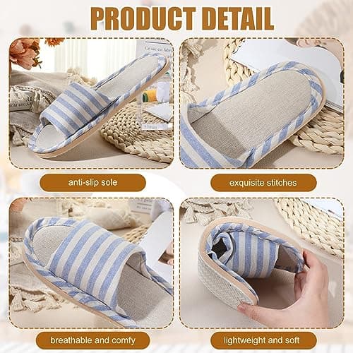 Suhine 12 Pairs House Slipper for Guests Open Toe Spa Slippers Non Slip Indoor Comfortable Breathable Home for Travel Guests Hotel Home Bedroom Unisex, Multicolor, 9 UK — view 5
