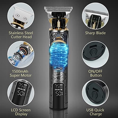 LOPHE Hair Clippers for Men, Rechargeable Cordless Beard Clippers Electric Hair Trimmer Beard Trimmer Set, Waterproof Beard Shaver, Professional Grooming Cutting Kit with 3 Guide Combs — view 2