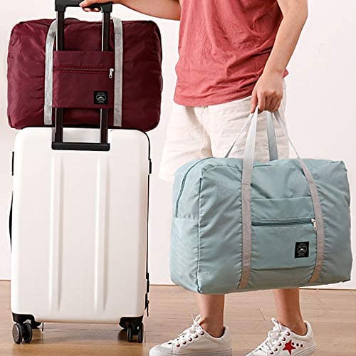 SITAKE 4 Pcs Foldable Travel Duffel Bag, Waterproof Lightweight Carry-on Bags, Suitable for Overnight, Holiday, Shopping, Weekends, Outing, Gym(Wine Red/Navy Blue/Sky Blue/Light Pink) — view 4