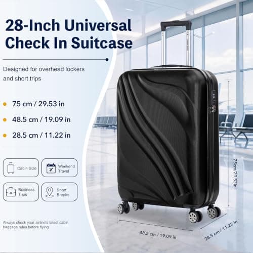 Luggage Depot Large Suitcase, 75x50x27cm with TSA Lock and Side Hook, Black — view 2