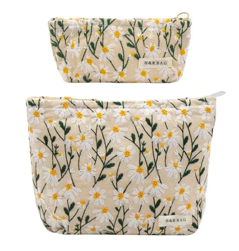 ONEGenug Makeup Bag, Set 2 Cosmetic Bags, Portable Pencil Case Makeup Pouch Travel Essentials Toiletry Bags for Women Girls