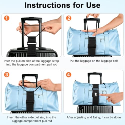 Luggage Connector Straps for Suitcases Adjustable Flexible Luggage Accessories Elastic Fastening Bag Strap Black — view 3