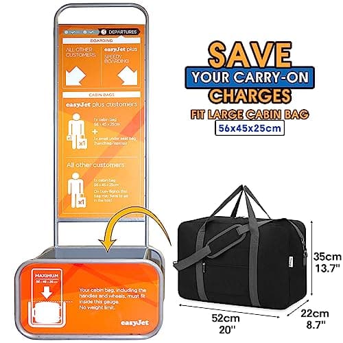 Narwey Large Cabin Bag 56x45x25, Weekend Overnight Bag for Women, Holdall Hospital Bag for Women, Travel Duffel Bag Carry on Luggage for Men 40L (Black) — view 2