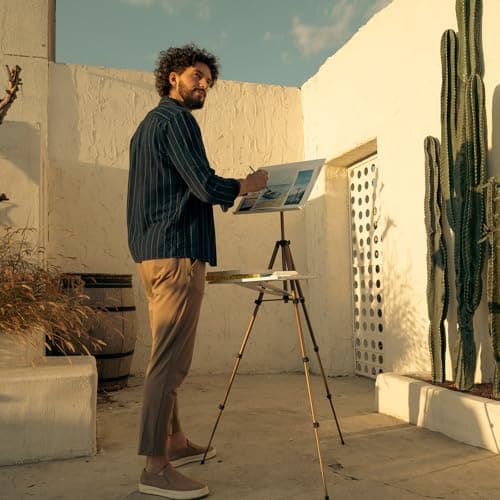 MEEDEN Watercolour Plein Air Easel: Adjustable Travel Easel Stand for Outdoor Painting - Lightweight Portable Travel Tripod with Mixing Palette Tray for Artist — view 4