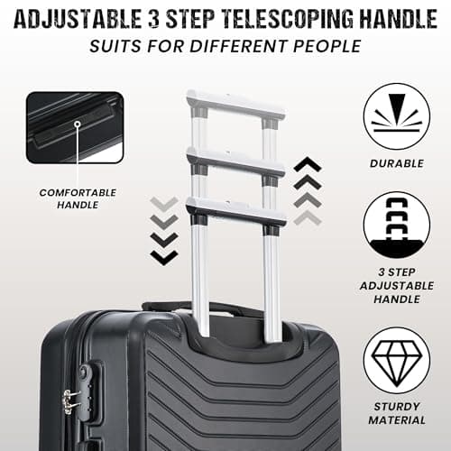 FLYMAX 24" Medium Suitcase 4 Wheel Lightweight Luggage Hard Shell ABS Travel Case Hold Check in Fits 15kg - 20kg Medium Size + 3 Digit Lock + Telescopic Handle 69 Litre Capacity — view 6