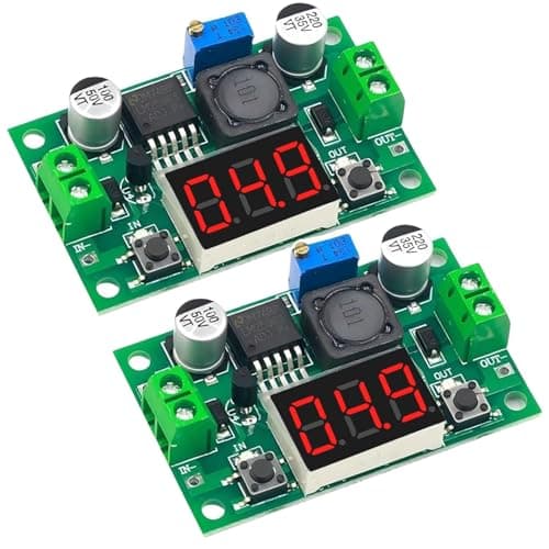 RUNCCI-YUN Set of 2 Adjustable DC Step Down Power Supply Converter, 4-40V Input to 1.25-37V Output Voltage Regulator with LED Voltmeter for DIY Arduino