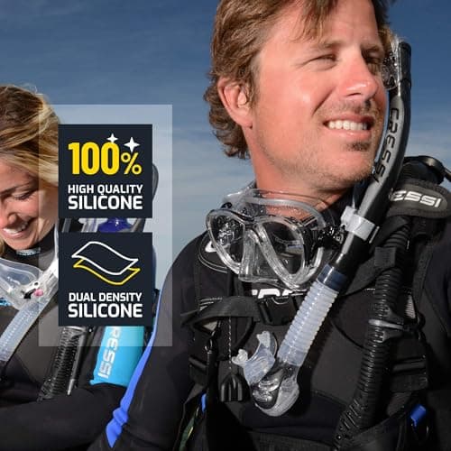 Cressi Big Eyes Evo & Alpha Ultra Dry Snorkel Set Adults - Silicone Snorkel Mask - Dry-Top Breathing Tube - Fit Diving Mask - Clear/Yellow - Combo Set — view 6