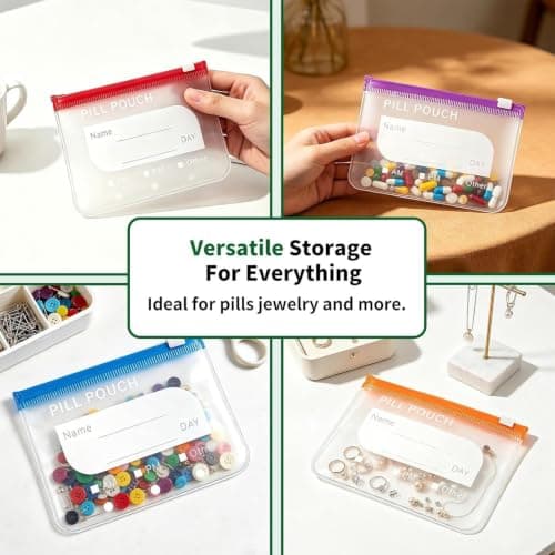 Travel Pill Organizer Reusable Portable Slide Lock with 14 Bags — view 4