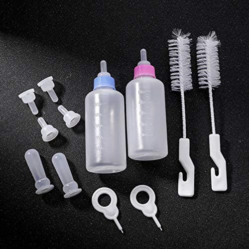 KroY PecoeD Pet Feeding Kit - Milk Bottle Set for Kitten & Puppy, 50ml, With Replacement Nipples & Cleaning Brushes — view 6
