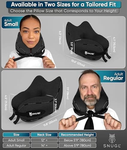 SNUGL Travel Pillow - Neck Pillow Memory Foam, Travel Neck Pillows for Adults, Ideal for Camping, Airplane & Gaming - Travelling Essentials - Gifts for Travellers (Black - Adult Regular) — view 5