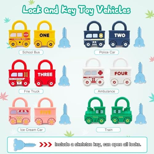 Lock and Key Toy,Preschool Matching and Counting Car Game for Toddlers — view 3