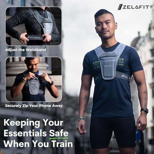 ZelaFit® Running Vest Phone Holder – Running Vest Women & Mens – Adjustable Reflective Running Phone Holder – Ultra-Lightweight Running Bag & Backpack Alternative – Waterproof Phone Pouch & Key Holder — view 6