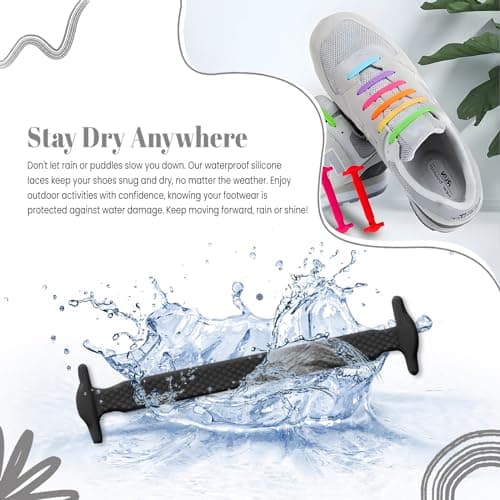 NAVZA No Tie Elastic shoe laces- Flat Elastic Laces for Converse Air Force Sneakers Boots, Waterproof Silicone Tieless shoe laces, Slip-on Any Shoes — view 5