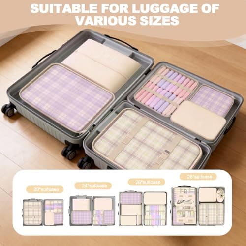 9 Set Packing Cubes for Travel, Suitcase Organizer Bags for Luggage (Cream) — view 6