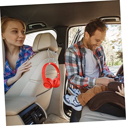 JECOMPRIS 4pcs Car Seat Back Storage Hooks, Stainless Steel with Diamond Detail, Space-saving Headrest Hangers for Handbags and Groceries, Silver — view 5