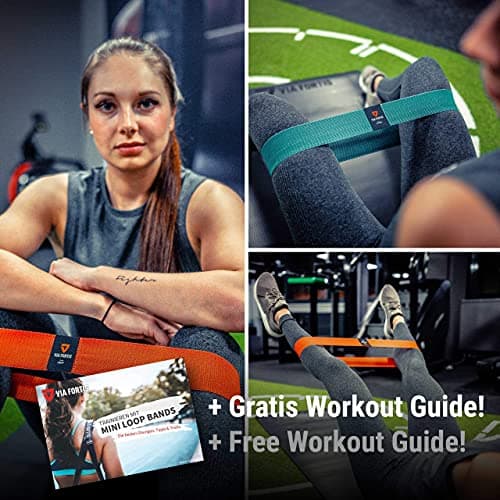 VIA FORTIS - Booty Band - Loop Band made of Textile [non-slip & tear-proof] - Fitness Band/Gymnastic Band as a Set or Individually for Legs, Buttocks and Arms - Textile instead of Rubber — view 5