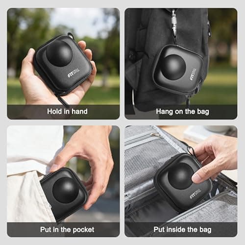 FiTSTILL Black PU Mini Carrying Case for Go Pro Hero 13 Black,Hard Shell Travel Storage Case for Hero 12/11/10/9/8/7/(2018)/6/5 DJI Osmo Action,AKASO and More (for Go Pro Max) — view 6