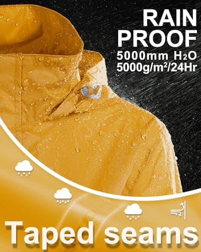 33,000ft Women's Lightweight Rain Jackets Hooded Breathable Packable Running Raincoats Active Trench Windbreaker with Hideaway Hood for Cycling Hiking (Golden S/UK 10) — view 3