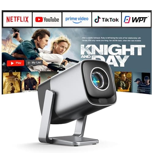 [Compatible with Netflix & TOF Real-time Focus] XuanPad 34000L Mini Silver Smart Projector 4K Support, Native 1080P, WiFi & Bluetooth, Auto Keystone, 3D Dolby Audio, 210° Stand for Home Projector
