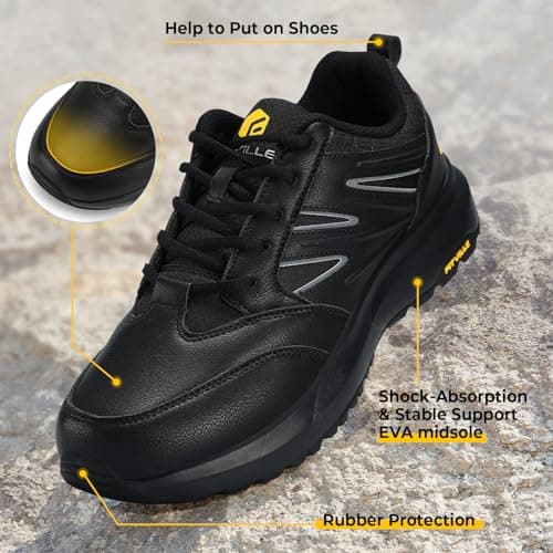 FitVille Mens Extra Wide Walking Shoes, Hiking Trainers X-Wide 10 Black — view 5