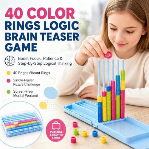 Mini Color Stack Challenge Game, Colour Match Logic Game with 40 Rings — view 2