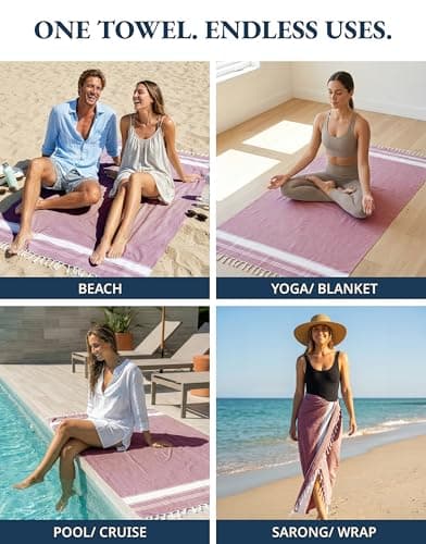 LANE LINEN Beach Towels 6 pack, Oversized Beach Towel, Lightweight Beach essentials for Women, Large Pool Towel, Absorbent & Quick Dry, Sand Free Beach Towel, 39"x71" - Nautical Color — view 6