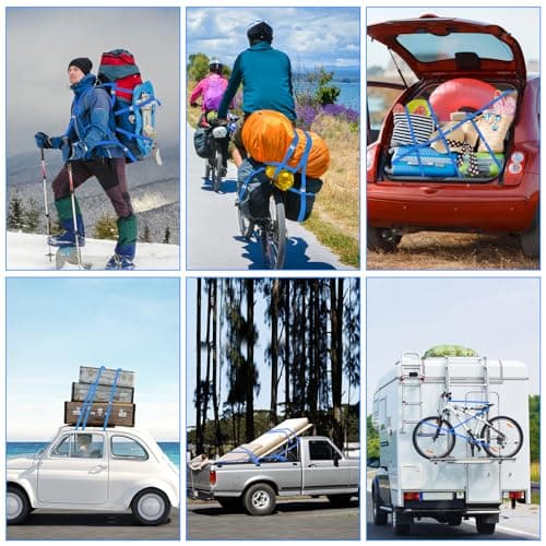 URAQT Tie Down Straps, 4 Pack Heavy Duty Tensioning Belts, 2M Adjustable Cargo Straps Ratchet Straps for Motorcycle, Cargo, Trucks, Trailer, Luggage, 250kg Loading Capacity, Quick Release (Blue) — view 6