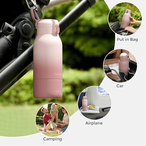 Momcozy Portable Bottle Warmer for Travel – Dual Heating Modes for Breast Milk & Water, Portable Milk Warmer with Fast Heating & Long Battery Life, 500ml Large Capacity, Pink — view 3