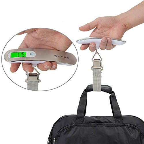 MYCARBON Luggage Scale Portable Digital Weight Scale for Travel Suitcase with Tare Function 110 Lb/ 50Kg Capacity (Silver) — view 3
