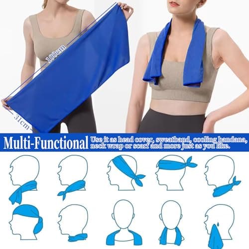 VAKKI Cooling Towel, Ice Cold Sports Sweat Towels for Instant Relief Perfect Coolings Scarf Neck,Forehead, Wristband, Bandana, Stay Cool from Over Heating During All Kinds of Sport and Exercise — view 5