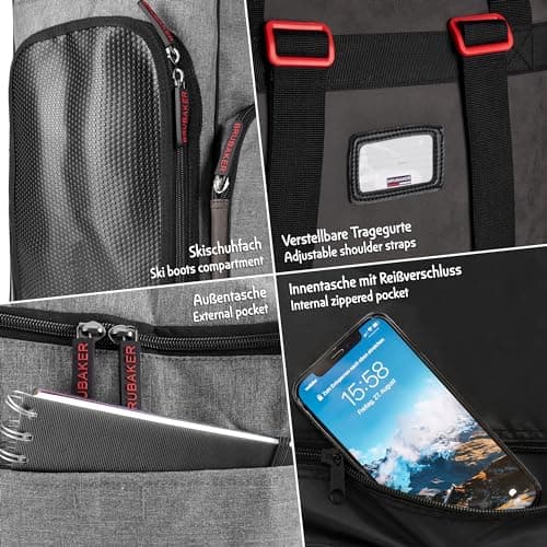 BRUBAKER Combo 'Super Performance' Ski Boot Bag and 'Carver Performance' Padded Ski Bag up to 170 cm / 66 7/8" Black/Grey — view 6