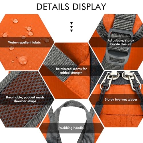 Mayoii Foldable Lightweight Backpack for Mens & Women – 35L Waterproof Rucksack for Mens & Women, Rucking Daypack for Outdoor Sports Hiking Travel Camping (Orange) — view 5
