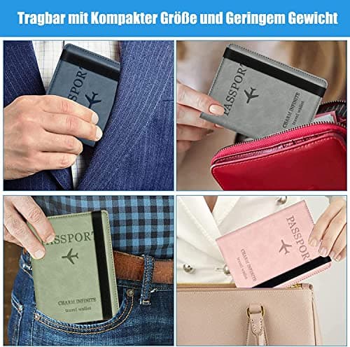 Toctax Passport Holder Cover, PU Leather RFID Travel Wallet Case Organiser Accessories, UK Passport Cover for Passport, Business Cards, Credit Cards, Boarding Passes (Pink) — view 6