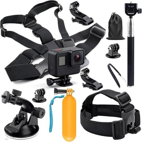 11-in-1 Action Camera Accessories Kit, Adjustable Chest Head Mount Bundle