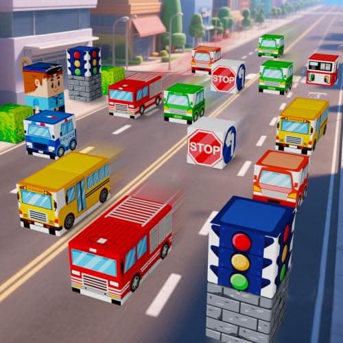 Magnetic Blocks Travel Toy Boys : 49pcs City Traffic Iron Case Road Set — view 5