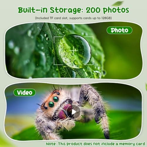 1000X Handheld Microscope for Kids, Temodu 4K 2.0" Screen Educational Science Kit Digital Microscope, Rechargeable Mini Pocket Binoculars, Birthday, Ages 3+ (Green) — view 6