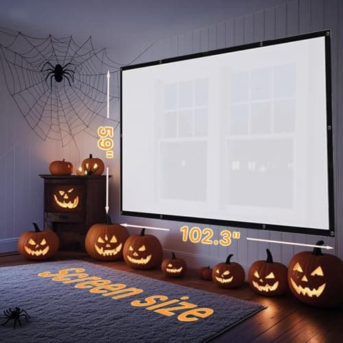AAJK 120in Rear Projection Screen for Halloween, Portable Window Projector Screen, Holographic Rear Projection Fabric 102.3"×59" for Halloween Videos with Mounting Kit — view 2