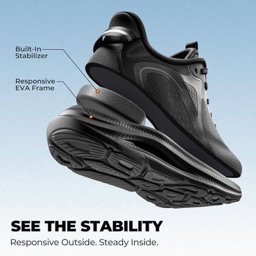 ALLSWIFIT Men's Slip On Stability Walking Run Shoes,Black,10 — view 4