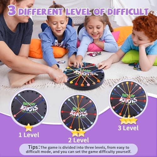 Starnearby Brainy Knots Game, Twisted Rope Challenge Puzzle Game, 2 to 4 Players Logic Strategy Untangling Board Game for Kids & Adults, Family Travel Party Games — view 3