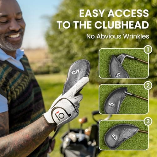 AXKAL Golf Iron Head Covers Synthetic Leather Set of 12(Black) — view 4