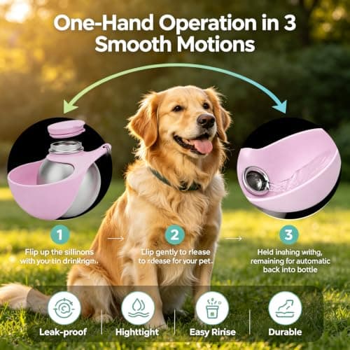 2-in-1 Portable Dog Water Bottle 285ml, Stainless Steel Pet Water Dispenser — view 2