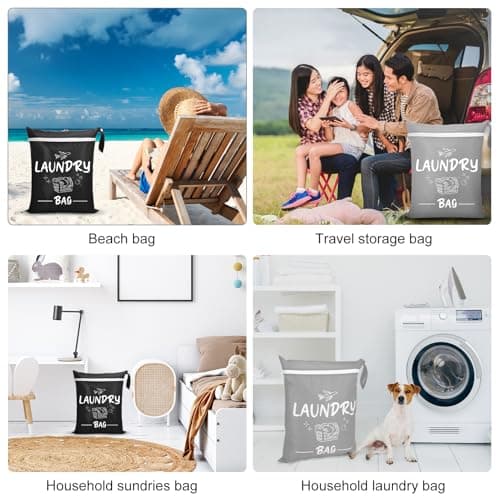 saerryor Travel Laundry Bag,19"x15" Portable Large Laundry Bags with Zipper,Dirty Clothes Bags Perfect for Home,Travel,Holiday,Camping,Caravan,Dormitory — view 5