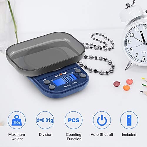 ACCUWEIGHT Blue 300g LCD Mini Precision Scale, Stainless Steel, 0.01g, Multifunctional, Portable, Auto Shut Off, Kitchen, Jewelry, Gold, Coins, Chemistry Lab — view 2