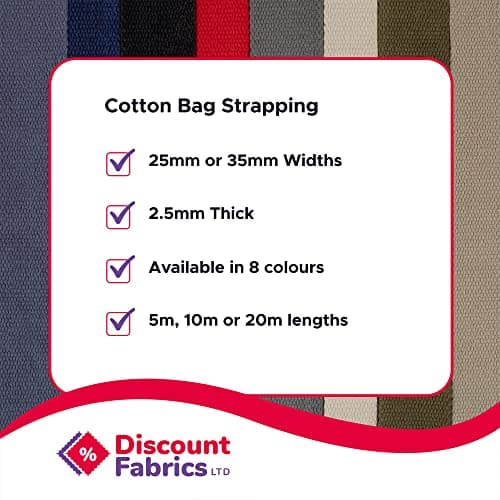 Cotton Bag Strapping - 35mm Wide Premium Rucksack Luggage Strap, Cotton Fabric, Webbing Strap, Heavy Duty Straps, Bag Making Supplies, Upholstery Strap by Discount Fabrics LTD (Natural,5m) — view 4